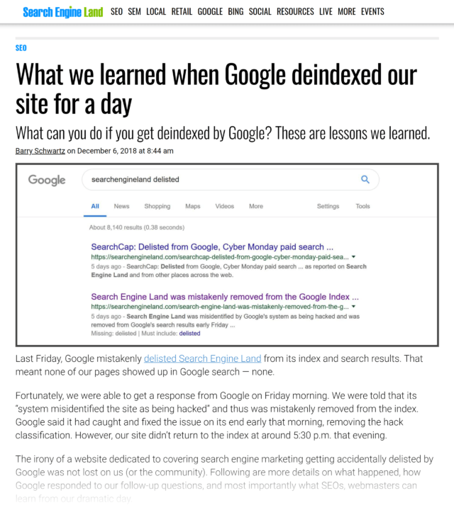 What We Learned When Google De-Indexed Our Website